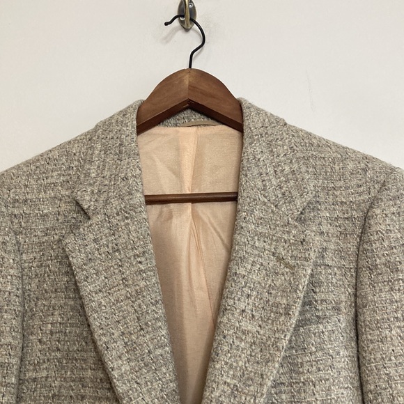 Vintage Harris Tweed Sport Coat Mens 40S Light Grey Tan Wool Blazer Jacket - Picture 4 of 15